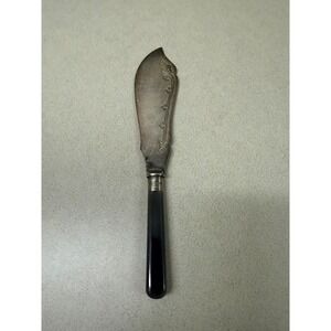 Antique Silver Plated Butter Knife with Ornate Handle and Decorative Etching